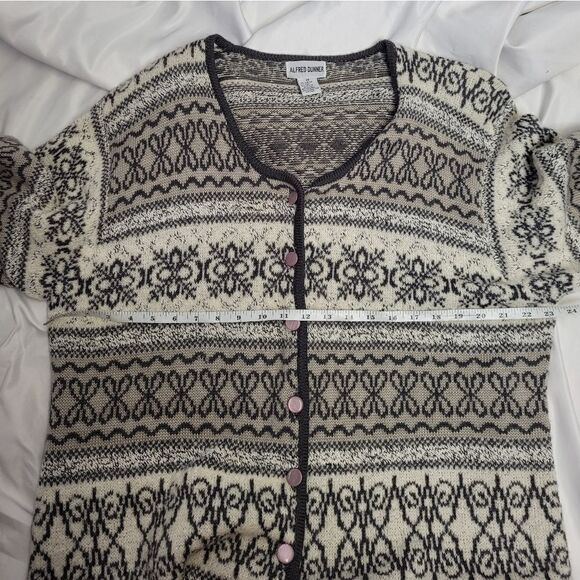 VINTAGE 90s gray and white button up fair‎ isle cardigan sweater volup 3X - Picture 7 of 8